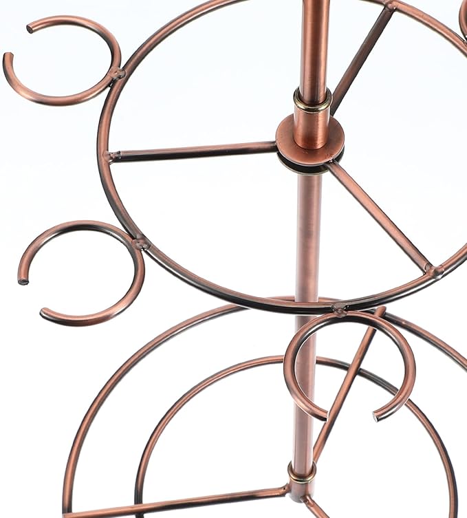 Black Metal Countertop Wine Glass Holder with Scrollwork Design, Freestanding Tabletop Stemware Storage Rack with 12 Hooks