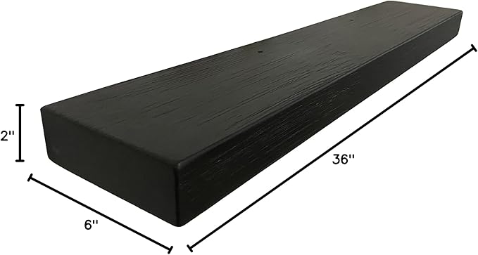 joelsantiques 36 Inch Wooden Floating Shelves for Wall - 36x6x2 in - Made of Natural Wood - Long Heavy Duty Rustic Wall Shelves for Bedroom - Perfect for Living Room, Kitchen - Black
