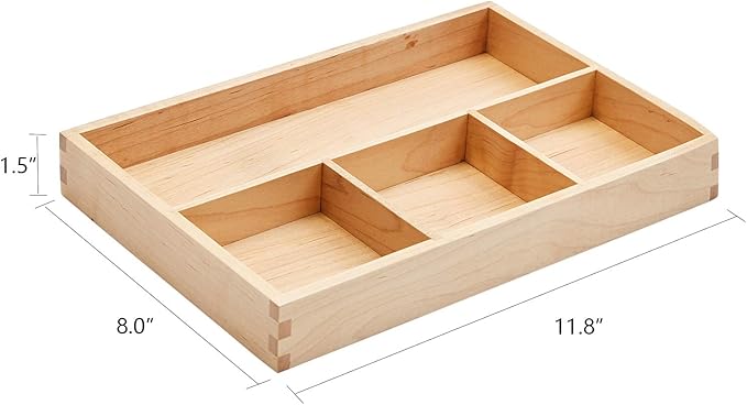 pandapark Wood Organizer Tray,Black Walnut,Desk & Drawer Storage Box (Maple Master)