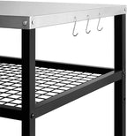 Stainless Steel Outdoor Grill Cart Pizza Oven Stand Trolley Table with Wheels Three-Shelf Movable Food Prep and Work Table Heavy Duty Grill Carts Outdoor Cart 31.5"×24"×35.5"