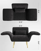 Txtin's Comfy Accent Chair Reading Chair for Bedroom Cozy Wing Arm Living Room Single Sofa Chair with Angle Adjustable Arms Black Corduroy Easy Assembly