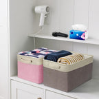 BALEINE 2 Pack Fabric Storage Bins for Shelves, Linen Storage Baskets for Organizing, Decorative Closet Bins for Clothes, Home (Navy Blue, 15"x11"x9.5") ﻿