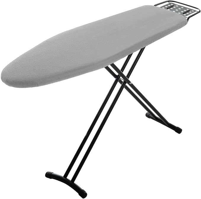 Ironing Board Full Size, RAINHOL 43"x13" Heavy Duty Compact Ironing Board with Iron Rest, Height Adjustable Sturdy Iron Stand, Grey Cover with Extra Thick Padding
