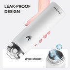 Enerbone 32 oz Insulated Water Bottle, Stainless Steel Bottle with Carrying Strap, Double-Wall Vacuum Insulation Design, Leakproof Sports Bottle with Straw, Keep Drinks Cold or Hot for Hours