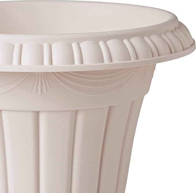 PL00TP Classic Traditional Plastic Urn Planter Indoor/Outdoor, 16" x 18", Taupe