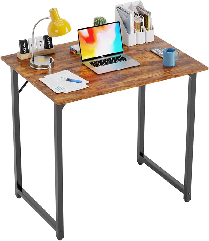 PayLessHere | 32 Inch Computer Desk | Vintage | Office Desk with Metal Frame, Adjustable Feet | Water-Resistant, Scratchproof Surface | Sturdy Writing Table for Home Office or Study | Pack of 1