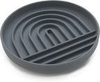 The Slowdown Bowl Silicone Slow Feeder for Cats & Dogs, Slow Eating Mealtime Solution with Modern Lick Mat Design, Reduces Gulping, Fits 1 Cup 6” Across x 1.25” Tall, Small-Charcoal