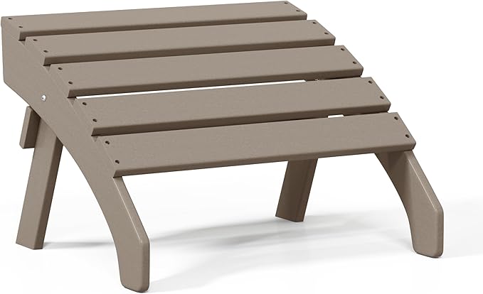 WestinTrends Dylan Outdoor Patio HDPE Adirondack Ottoman Footrest, Weathered Wood
