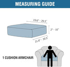 H.VERSAILTEX Velvet Stretch Couch Cushion Cover Plush Cushion Slipcover for Chair Cushion Furniture Protector Seat Cushion Sofa Cover (1 Piece Armchair Cushion Covers, Ivory)