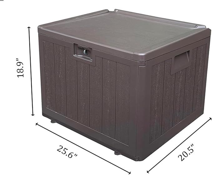 33 Gallon Small Storage Box with Lid,Waterproof Indoor Outdoor Storage Container for Package Delivery,Patio Cushions, Gardening Tools, Pool Accessories, Lockable Resin Deck Box with handle