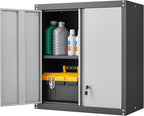 Metal Wall Cabinet,Locking Cabinet with Shelves,Wall Mounted Storage Cabinet1 for Basement,Home,Garage,Gray
