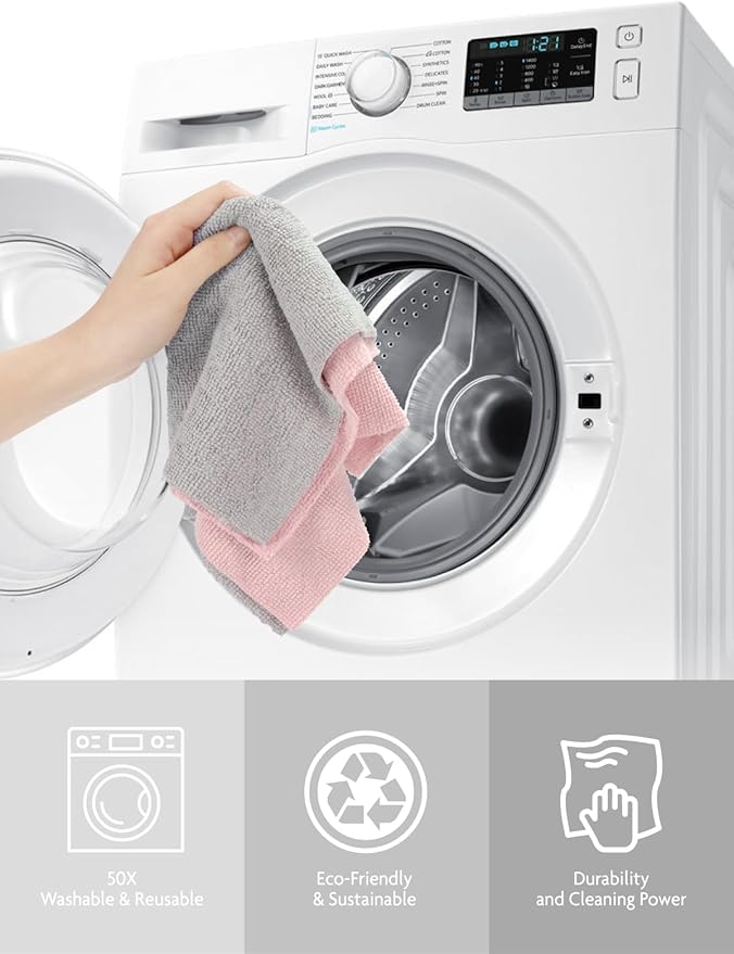 Fantasticlean Microfiber Cleaning Cloth Roll -150 Sheets, Tear Away Microfiber Towels, 12" x 12", Reusable Washable, Ultra Absorbent Dish Rags for Car, Home, Garage or Shop (2 Rolls of Grey)