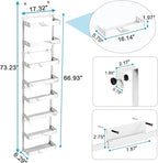 bukfen Over the Door Pantry Organizer,8-Tier Adjustable Basket Kitchen Pantry Door Organization and Storage, Heavy-Duty Metal Hanging Kitchen Spice Rack,D6.3 x W17.32 x H66.93 inch,White Marble Color