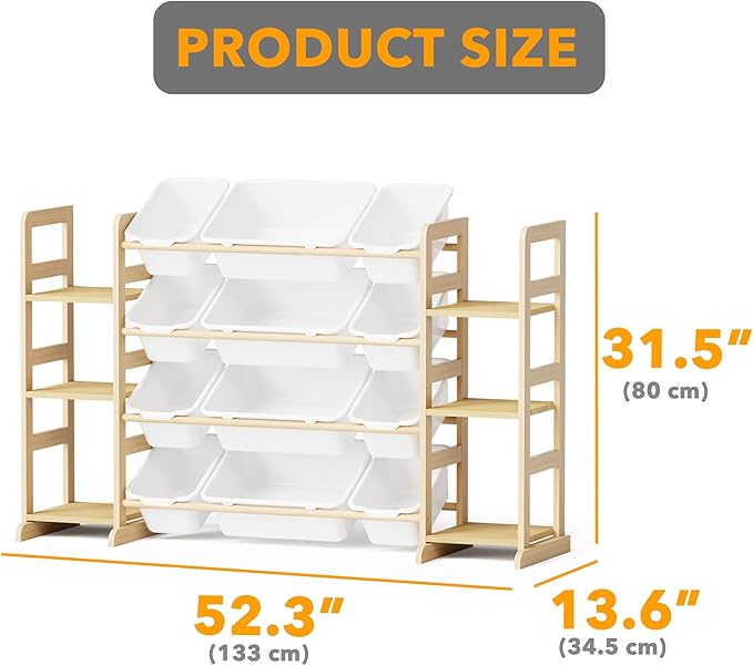 SpaceAid Toy Storage Organizer with 6 Shelves and 12 Bins, Toy Organizers Storage Bookshelf, Kids Bin Shelf Toys Box Bookcase for Bedroom Playroom Organization Room Decor, White