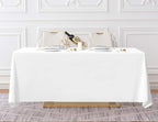 Surmente White Rectangle Tablecloth 90 x 132-inch Rectangular Polyester Table Cloth for Weddings, Banquets, or Restaurants