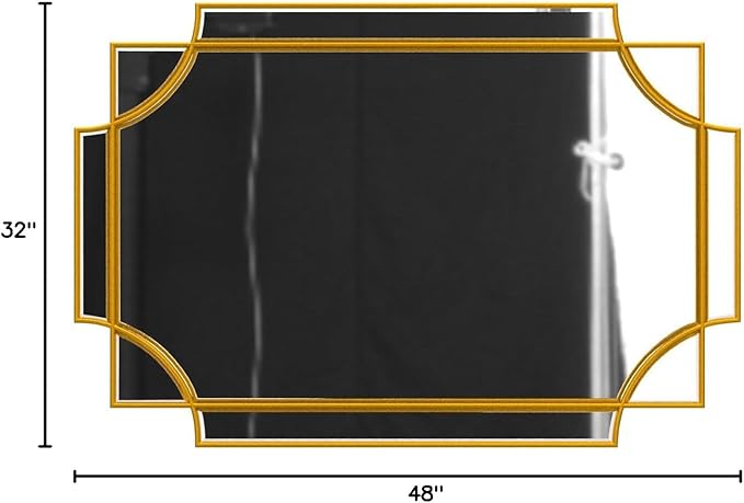 Kelly Miller 32"x48" Large Gold Mirror for Wall, Modern Decorative Mirror Rectangle Wall Vanity Mirror Bevelled Full Length for Bathroom Living Room Bedroom Farmhouse Fireplace Entryway