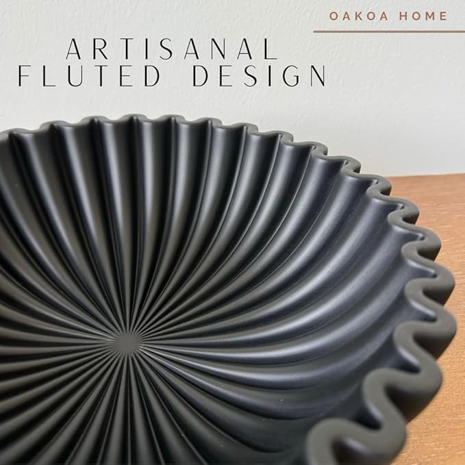 OAKOA Concrete Black Decorative Bowl for Home Decor - Black Bowl Decor - Modern Coffee Table Key Bowl for Entryway Table