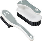 Soft Bristle Scrub Cleaning Brush Stain Remover Brush Fabric Cleaning Brush Laundry Brush Small Scrub Brush Cleaner Household Cleaning Brushes for Carpet, Clothes, Bathroom,Sneaker-2 Pack (Gray)