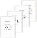 HAUS AND HUES 12x18 White Metal Picture Frames - Features Premium Aluminum, Vertical & Horizontal Hang, Shatterproof Plexiglass - Perfect for Home, Room, Office (12x18 in, White, Set of 4)