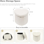 B FSOBEIIALEO Storage Ottoman Cube, Heart Shaped Ottomans with Storage Foot Stool Footrest for Lving Room, Boucle Ottoman Seat for Dorm Room,Faux Teddy Fur, Cream White 15"x15"x15"