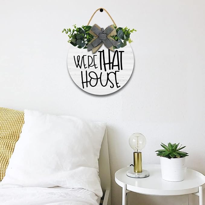 Funny Hanging Wall Sign for Front Door Home Kitchen Decor Rustic Wooden Round Sign Wall Decoration for Kitchen Dining Room Living Room Bedroom Outdoor