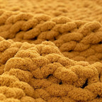 Chunky Knit Blanket Throw 40"*60", Hand Knitted Warm Chenille Throw Blanket, Home Decor Soft Thick Yarn Cable Knit Blanket,Soft Breathable Fleece Banket Christmas for Couch Bed Sofa Best Gift (Yellow)