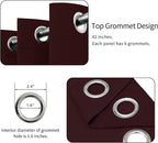 Easy-Going Blackout Curtains for Bedroom, Solid Thermal Insulated Grommet and Noise Reduction Window Drapes, Room Darkening Curtains for Living Room, 2 Panels (42x54 in, Wine)