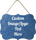 Personalized Wooden Welcome Sign - Customized Image/Text Hanging Door Sign Farmhouse Decor for Home Office - 11.2 * 8 Inch