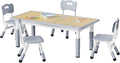 Brelley Kids Table and 4 Chairs Set, Height Adjustable Toddler Desk and Chair Set, Graffiti Desktop, Non-Slip Legs, Max 300lbs, Children Multi-Activity Table for Ages 2-8