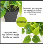 Tiita 1 Pack Fake Plants Artificial Scindapsus Aureus in Pots, Realistic Fake Greenery Potted Plants for Home Office Desk Window Sill Bathroom Bedroom Outdoor Indoor