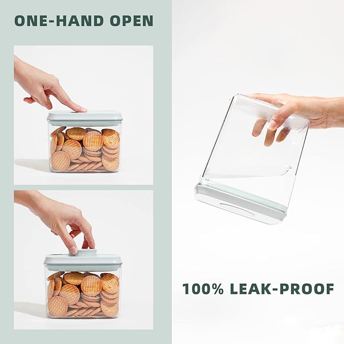 Pop Top Food Storage Containers, Leakproof Pantry Food Storage Containers, Kitchen Storage Containers with Lids Airtight 3-Piece - 3.5Qt/2.1Qt/1.3Qt