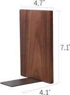 Muso Wood Handmade Walnut Book Ends, Non-Skid Bookends for Shelves, Large Sturdy Book Ends for Heavy Books, Decorative Book Shelf (1 Pair)