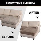 PrinceDeco Sectional Couch Covers 3 Pieces Velvet Sofa Covers L Shape Soft Couch Covers for Sectional Sofa Corner Sofa Cover Couch Cover for Dogs Washable (2 Seater + 1 Chaise,Taupe)