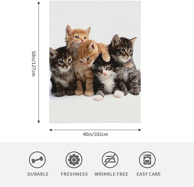 HGOD DESIGNS Cats Throw Blanket Ultra Soft Warm All Season Kittens Family Cats Decorative Fleece Blankets for Bed Chair Car Sofa Couch Bedroom 40"X50"