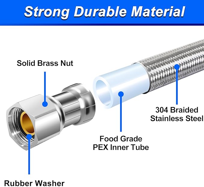 Dishwasher Installation Kit - 10 FT Stainless Steel Dishwasher Hose with 3/8" Compression Connections,Food Grade PEX Inner Tube Dishwasher Water Supply Line with Elbows,Adapters and 6 FT Power Cord