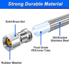 Dishwasher Installation Kit - 10 FT Stainless Steel Dishwasher Hose with 3/8" Compression Connections,Food Grade PEX Inner Tube Dishwasher Water Supply Line with Elbows,Adapters and 6 FT Power Cord