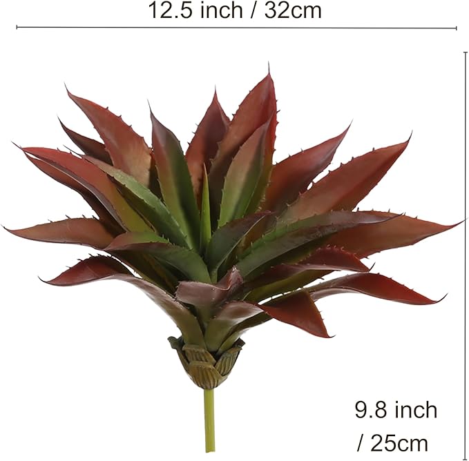 JUSTOYOU Large Artificial Succulents Aloe Plants Real Touch Fake Flowers Unpotted for Home Wedding Festival Arrangement (1, Green-Red)