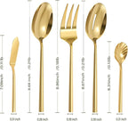 Silverware 45-Piece Gold Flatware Set with Serving Utensils Stainless Steel Thick Heavy Mirror Polished Cutlery Set for Wedding Hotel Restaurant, Service for 8