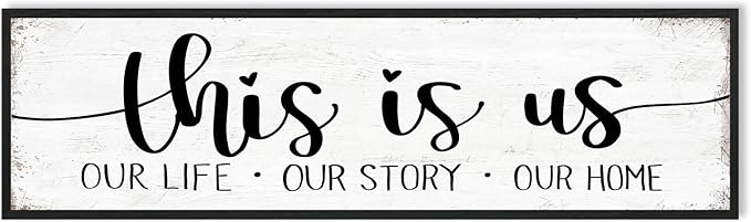 This Is Us Sign Wall Decor: Family Signs for Home Decor Living Room Wall Art Framed 16"x48"Large Farmhouse Rustic Home Sign Wall Decor Above Bed,Country Wall Plaques Hanging Master Bedroom Decor