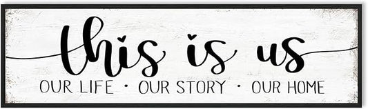 This Is Us Sign Wall Decor: Family Signs for Home Decor Living Room Wall Art Framed 16"x48"Large Farmhouse Rustic Home Sign Wall Decor Above Bed,Country Wall Plaques Hanging Master Bedroom Decor