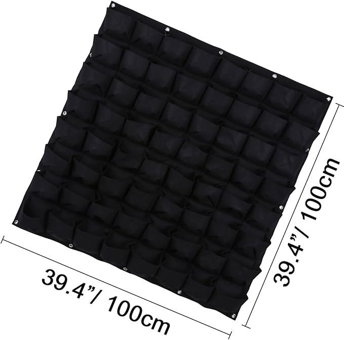 Ogrmar 64 Pockets Vertical Wall Garden Planter Plant Grow Bag for Flower Vegetable for Indoor/Outdoor (64 Pockets, Black)