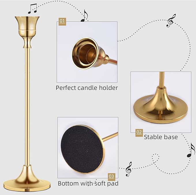 Candlestick Holders,Taper Candle Holder for Candlesticks Gold Brass Vintage Candle Stick Candle Holder Candelabra Candle Holder for Fireplace Party Dining Home