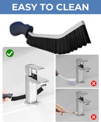 Crevice Cleaning Brushes, Cleaner Scrub Brush Tool for Hard to Reach Tight Space, Home Essentials, Serrated Scrub Brushes, Cleaning Supplies for Shower, Bathroom, Kitchen, Toilet (6, Black)