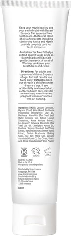 Desert Essence Arnica & Tea Tree Oil Toothpaste – Carrageenan & Fluoride Free – Wintergreen Mint – Vegan, Non-GMO, Gluten-Free – Gently Removes Plaque & Freshens Breath – 6.5 oz