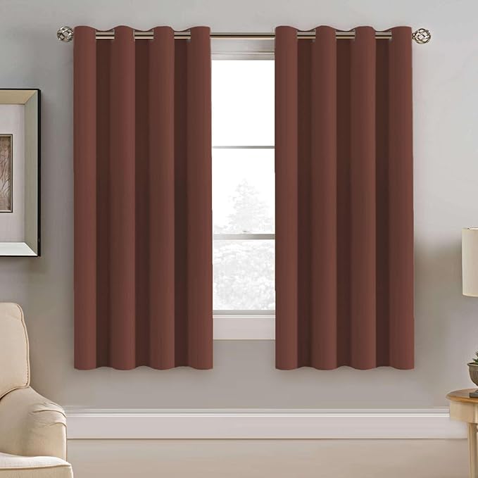 H.VERSAILTEX Blackout Window Curtain Panels Thermal Insulated Room Darkening Solid Grommet Curtains/Drapes for Bedroom Privacy Protection (Set of 2 Panels,52 by 63 Inch Long, Rust)