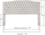 24KF Upholstered Tufted Button Linen Fabric Headboard,Comfortable Fashional Headboard King/CA King Size,Ivory