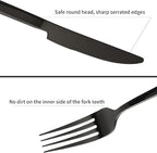 Stainless Steel Flatware Set Hand Forged 18/10 Silverware Set Mirror Black Cutlery Set with Cuboid Handle Matte Finished 20 Pieces Home Event Use Wedding Housewarming Gift Service for 4