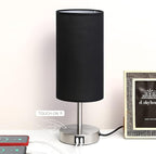 Bedside Lamp with USB Port - Touch Control Table Lamp for Bedroom Wood 3 Way Dimmable Nightstand Lamp with Round Black Shade for Living Room, Dorm, Home Office (LED Bulb Included) (Blacl2)