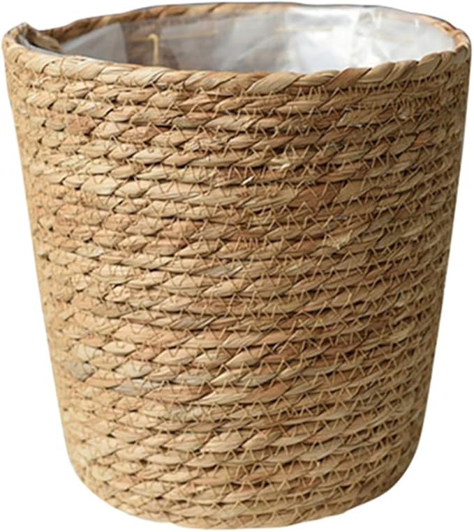 Home Decor Woven Straw Flower Pot Seagrass Planters Basket Garden Plant Pot Containers Wicker Rattan Vase Sundries Organizer Storage Bins for Indoor Outdoor Plants Vintage Decor