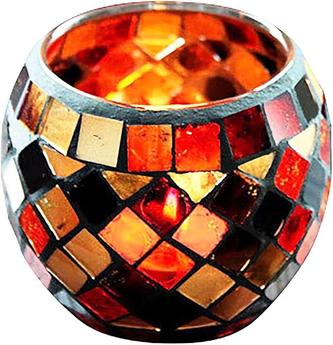 Votive Candle Holder Tea Lights - Glass Candle Holders, Mosaic Tealight Candle Holder, Candle Jar Cup for Wedding Centerpiece Party Table Decorations, Valentines Day Decor